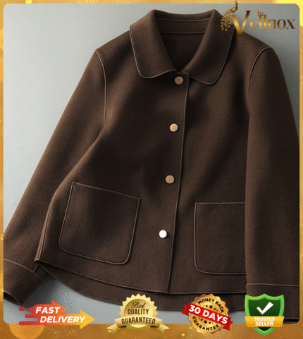 Women's Lightweight Autumn Short Coat - Single Breasted Turn Down Collar Long Sleeve Casual Outwear Jacket