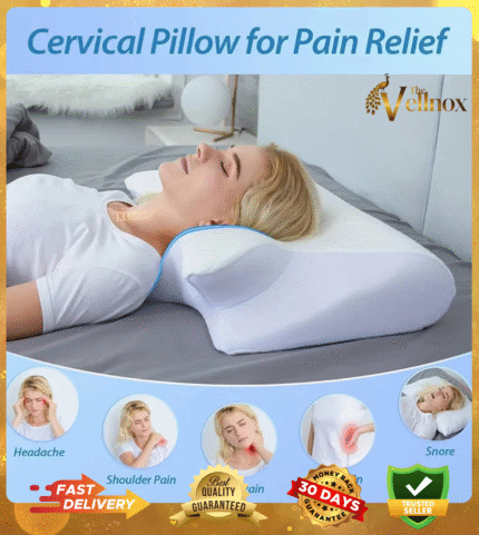Memory Foam Cervical Pillow, 2 in 1 Ergonomic Contour Orthopedic Pillow for Neck Pain, Contoured Support Pillows for Side Back Stomach Sleepers